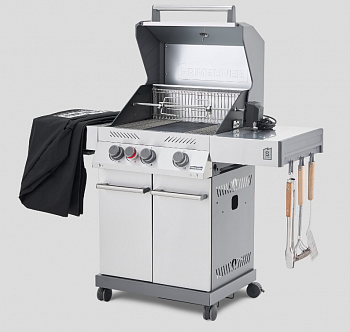 Газовый грилль Primeliner 3+1 горелки S Class (стальной) DELUX (инструменты,вертел,чехол,планча)